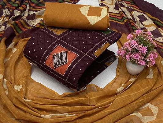 Soft Cotton Printed with Mirror work Dress Material ( Unstitched) - Premium  from Ethenika.com - Just INR 1590! Shop now at Ethenika.com