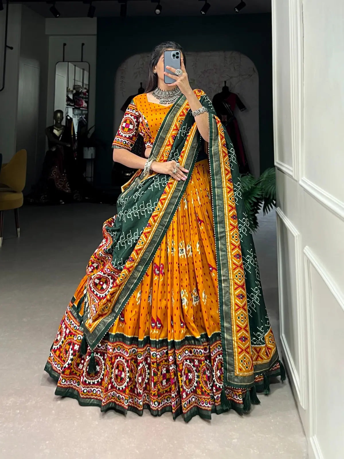 Tussar Silk Patola Print Navratri Special Chaniya Choli - Premium from Ethenika.com - Just INR 4990! Shop now at Ethenika.com