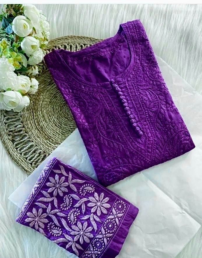 Muslin Chikankari Kurti Palazzo Set - Premium from Ethenika.com - Just INR 1790! Shop now at Ethenika.com