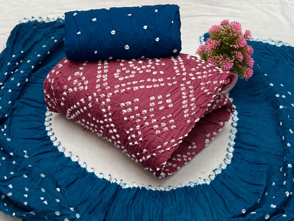 Soft Cotton Dual Contrast Kutch Bandhani Dress Material ( Unstitched) - Premium from Ethenika.com - Just INR 1690! Shop now at Ethenika.com