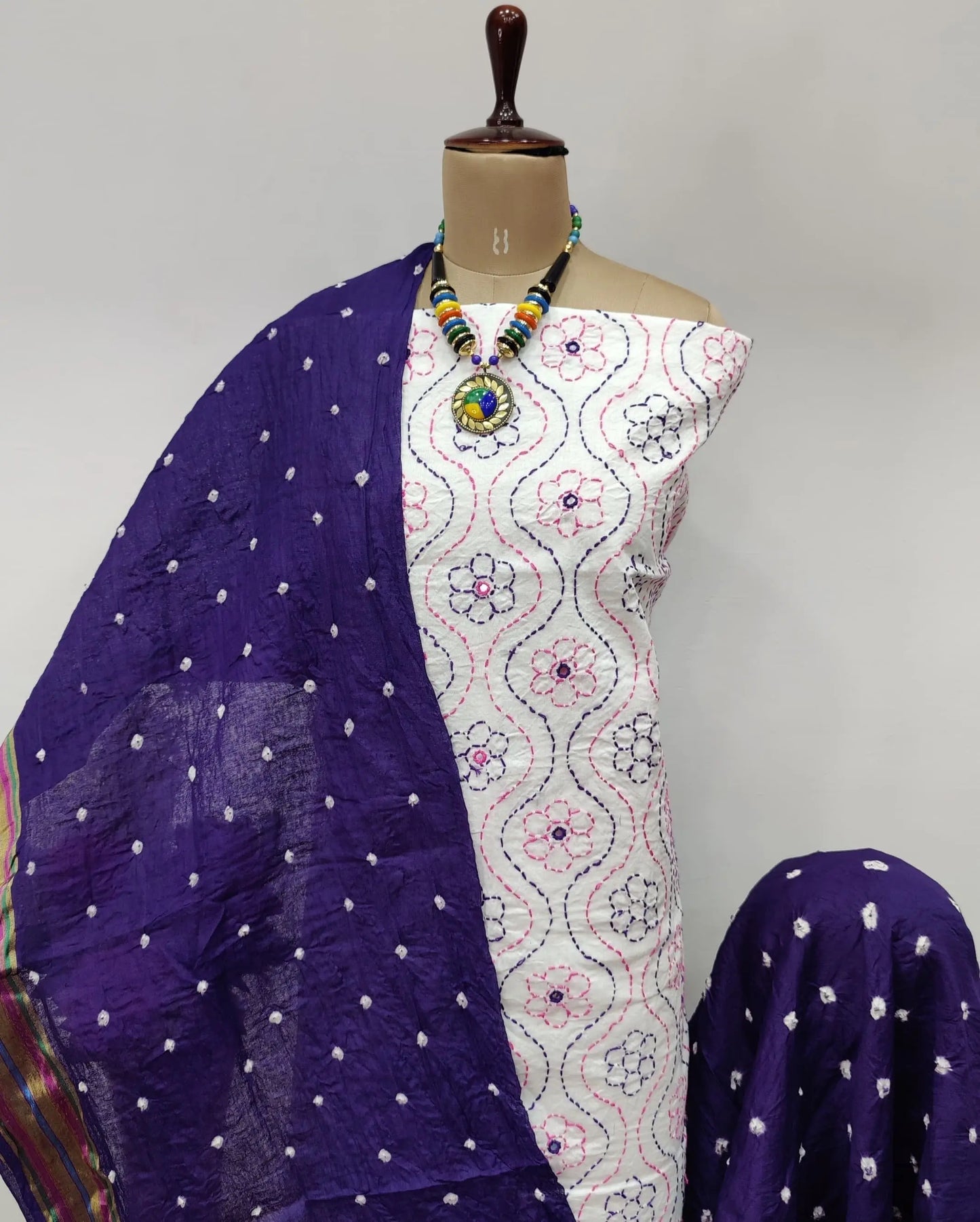 Cotton Thread Embroidery work Bandhani Dress Material - Premium  from Ethenika.com - Just INR 1790! Shop now at Ethenika.com