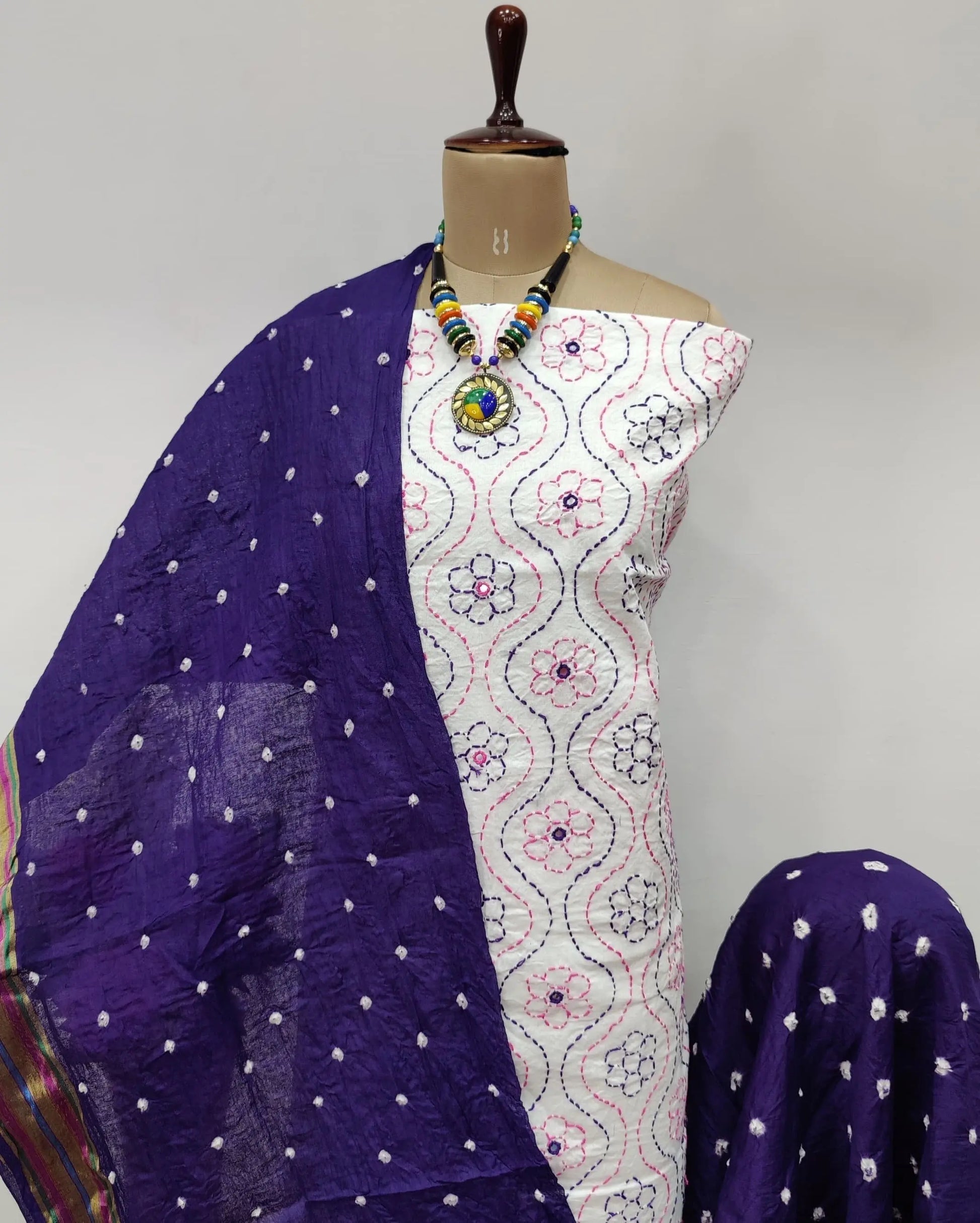 Cotton Thread Embroidery work Bandhani Dress Material - Premium  from Ethenika.com - Just INR 1790! Shop now at Ethenika.com
