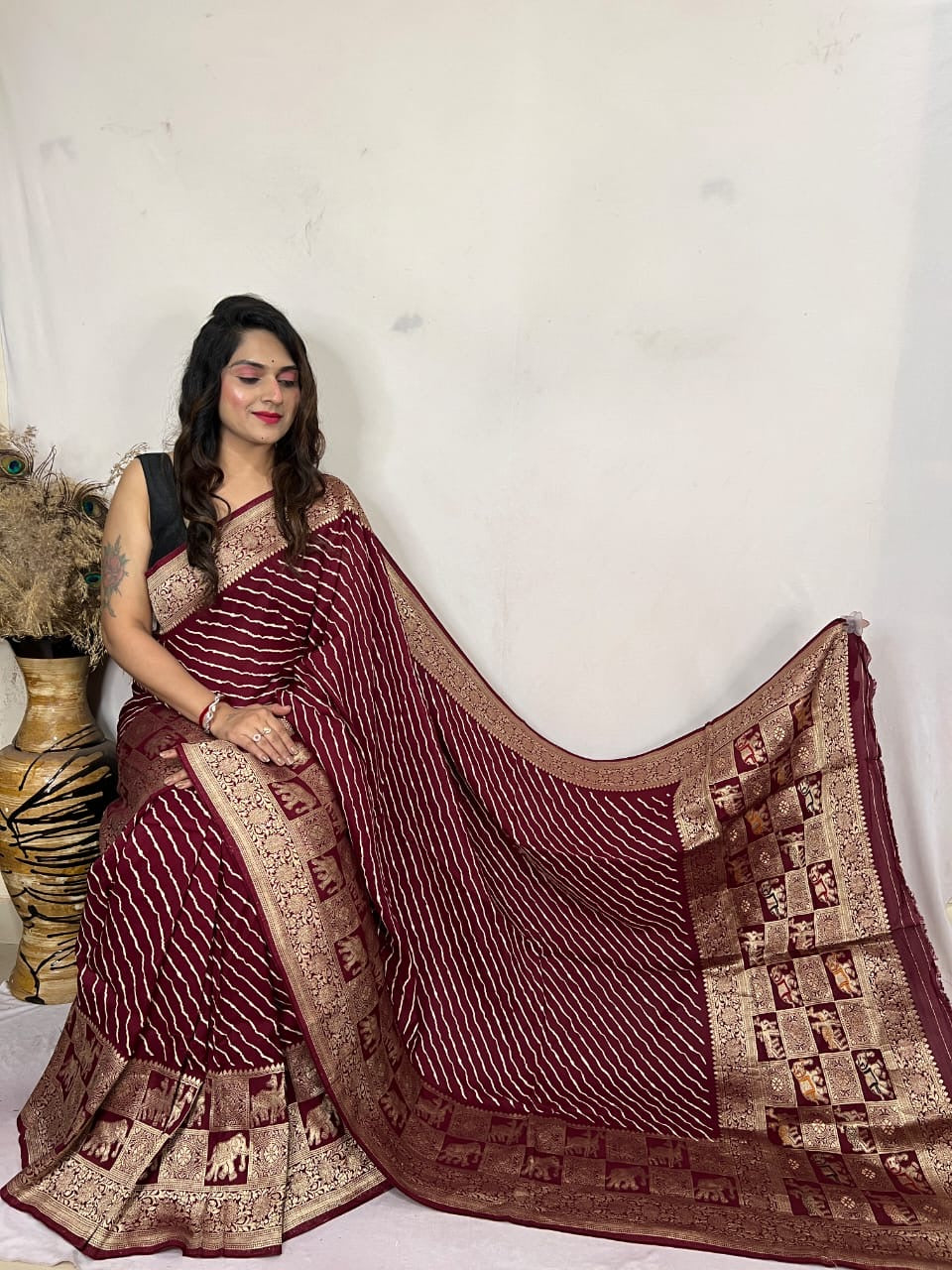 Modal Silk Leheriya Print Saree - Premium from Ethenika.com - Just INR 5990! Shop now at Ethenika.com