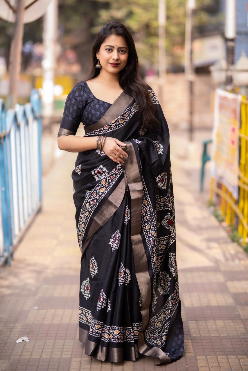 Soft Silk Batik Print Saree - Premium from Ethenika.com - Just INR 1590! Shop now at Ethenika.com