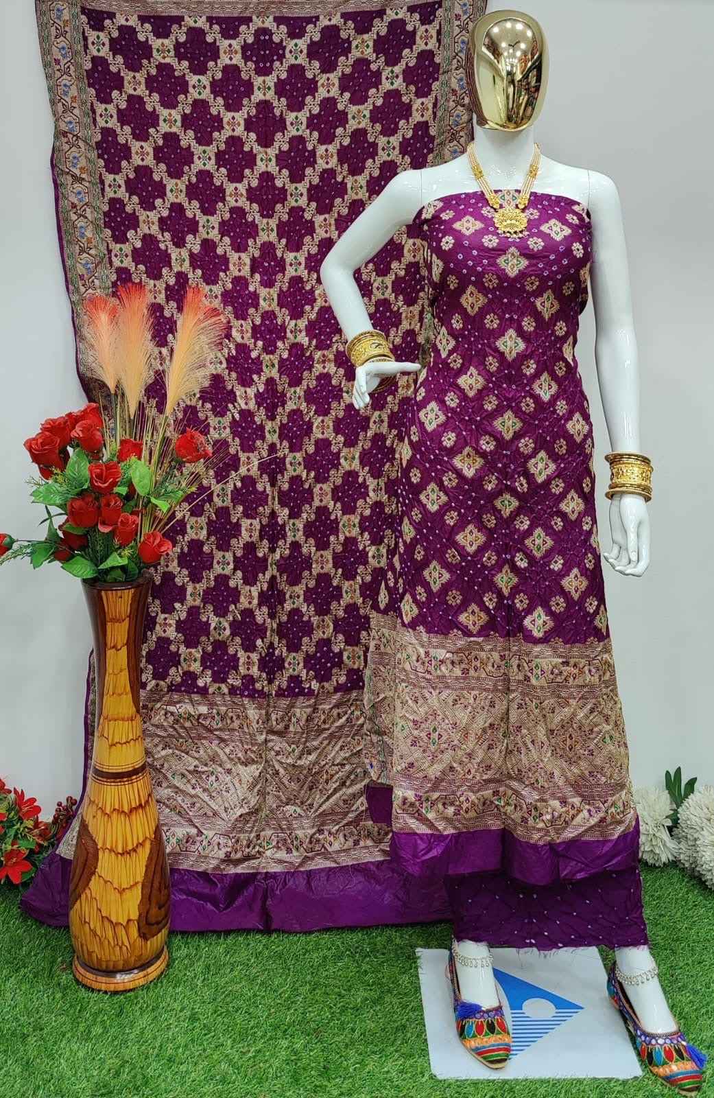 Dhupiyan Silk Jamevali Work Bandhani Dress Material - Premium  from Ethenika.com - Just INR 4990! Shop now at Ethenika.com