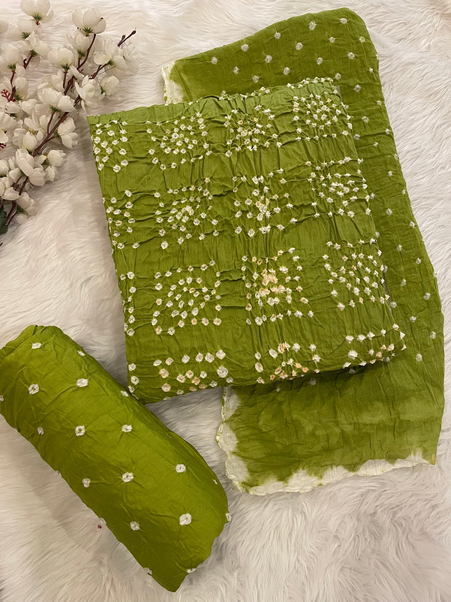 Cotton Satin Self Color Square Pattern Bandhani Dress Material (Unstitched) - Premium  from Ethenika.com  - Just INR 1590! Shop now at Ethenika.com