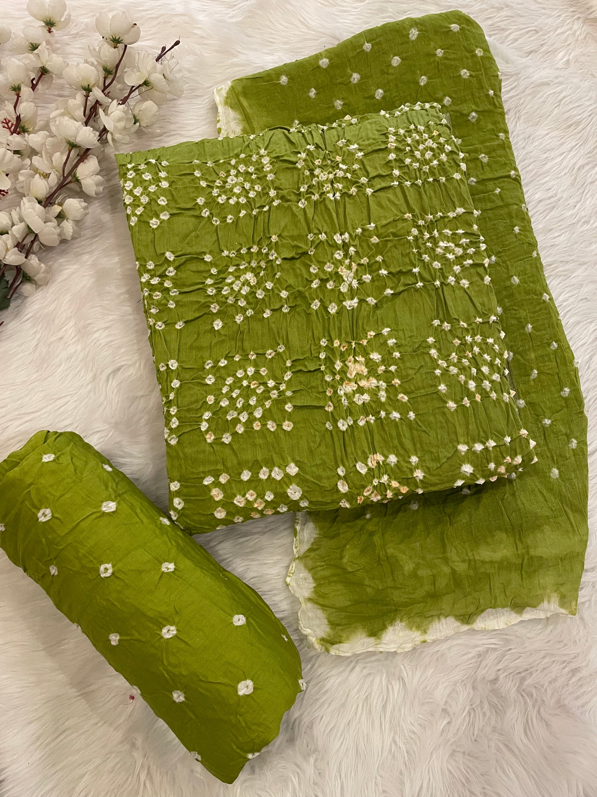 Cotton Satin Self Color Square Pattern Bandhani Dress Material (Unstitched) - Premium  from Ethenika.com  - Just INR 1590! Shop now at Ethenika.com