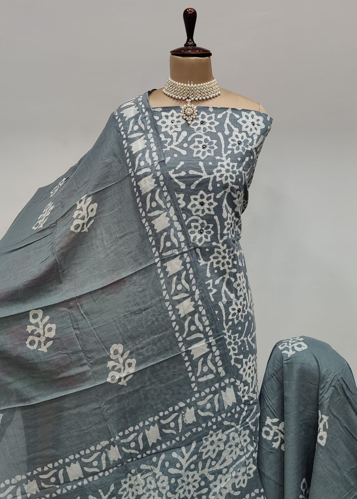 Cotton Original Hand Blocked Wax Batik Dress Material - Premium from Ethenika.com - Just INR 1490! Shop now at Ethenika.com