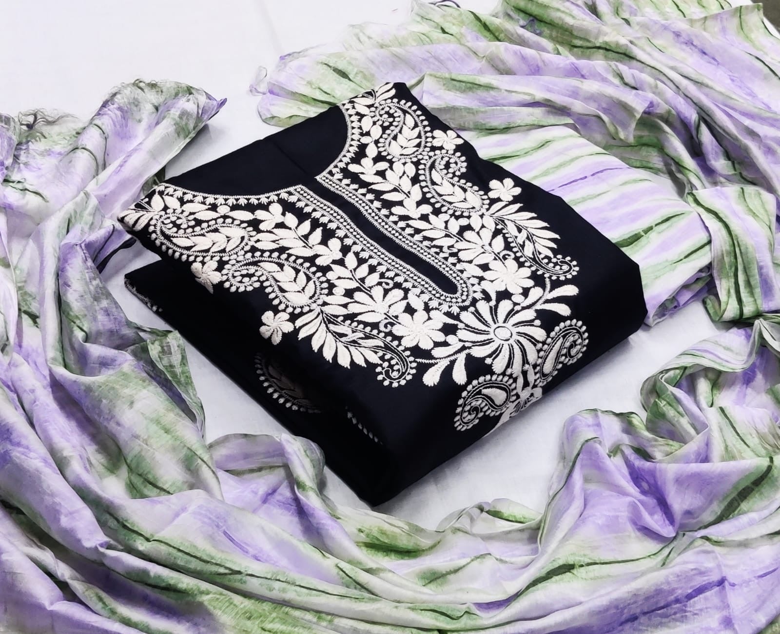Cotton Thread Lakhnavi work and Contrast Dress Material - Premium  from Ethenika.com - Just INR 1490! Shop now at Ethenika.com