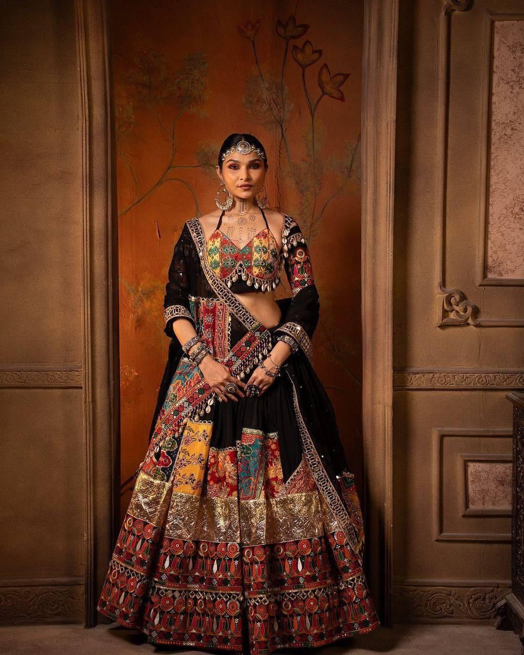 Muslin Cotton Original Kodi mirror work Navratri Garba Chaniya Choli (Stitched) - Premium from Ethenika.com - Just INR 3990! Shop now at Ethenika.com