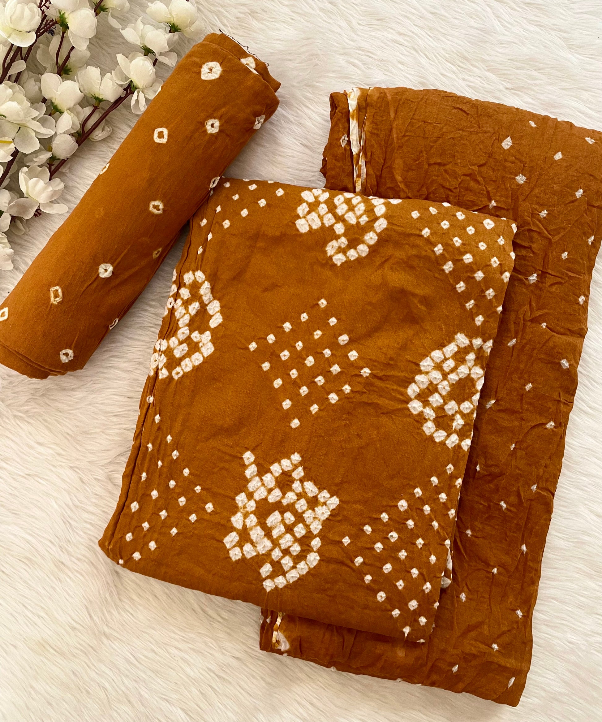 Soft Cotton Satin Self Color Hand Crafted Bandhani Dress Material - Premium  from Ethenika.com - Just INR 1490! Shop now at Ethenika.com