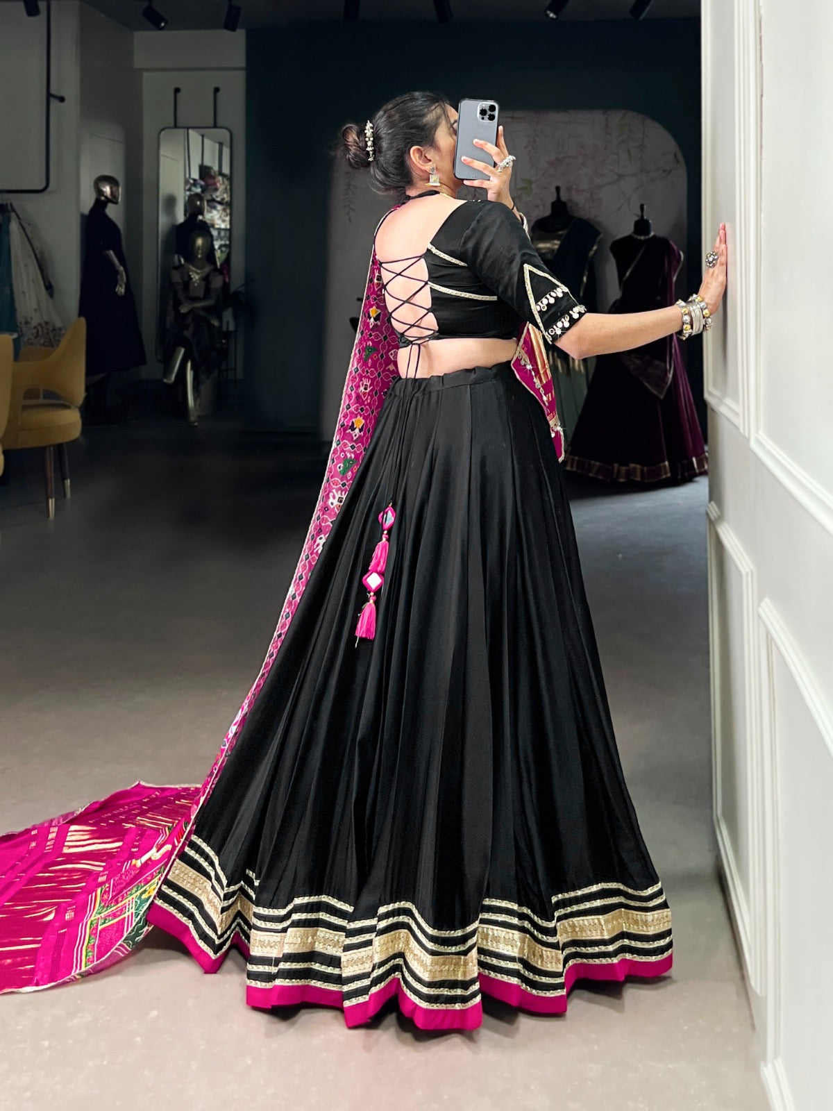 Pastel Silk Georgette Mirror Work Navratri Special Designer Chaniya Choli (Ready to Wear)