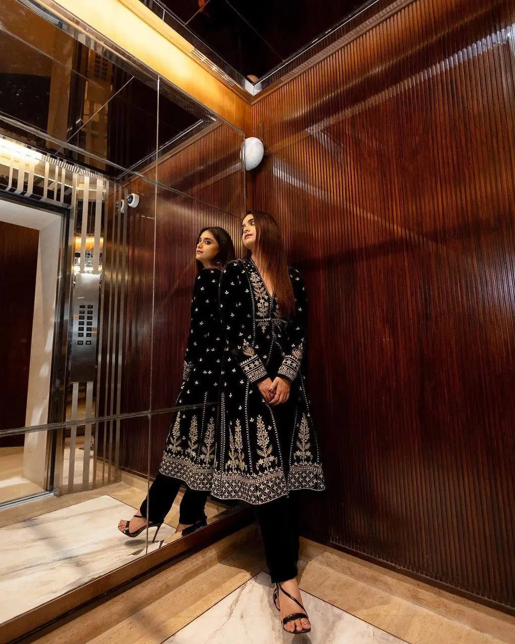 Velvet Heavy Anarkali Embroided Gown (Stitched) - Premium from Ethenika.com - Just INR 2499! Shop now at Ethenika.com