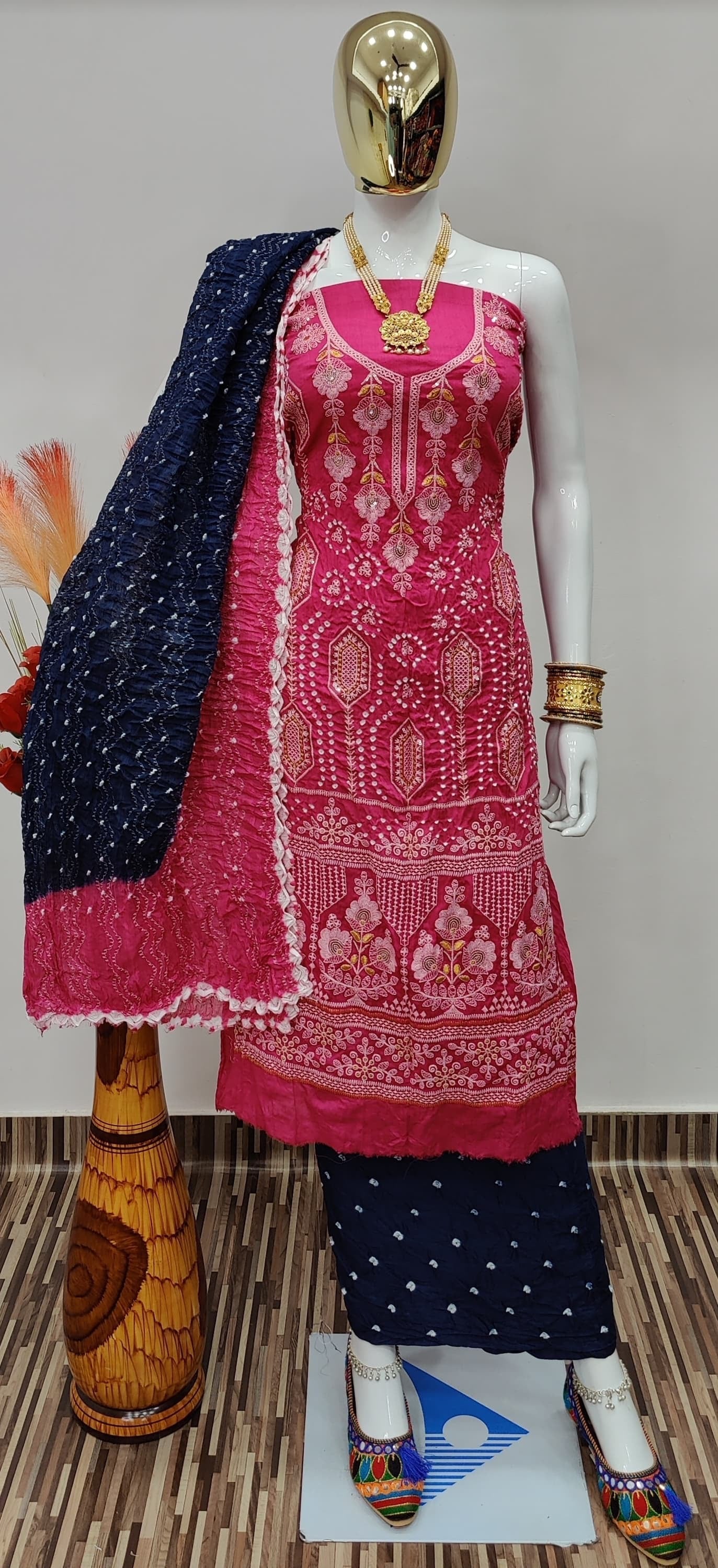 Cotton Lucknavi Sequence Thread Work Bandhani Dress - Premium  from Ethenika.com - Just INR 1890! Shop now at Ethenika.com