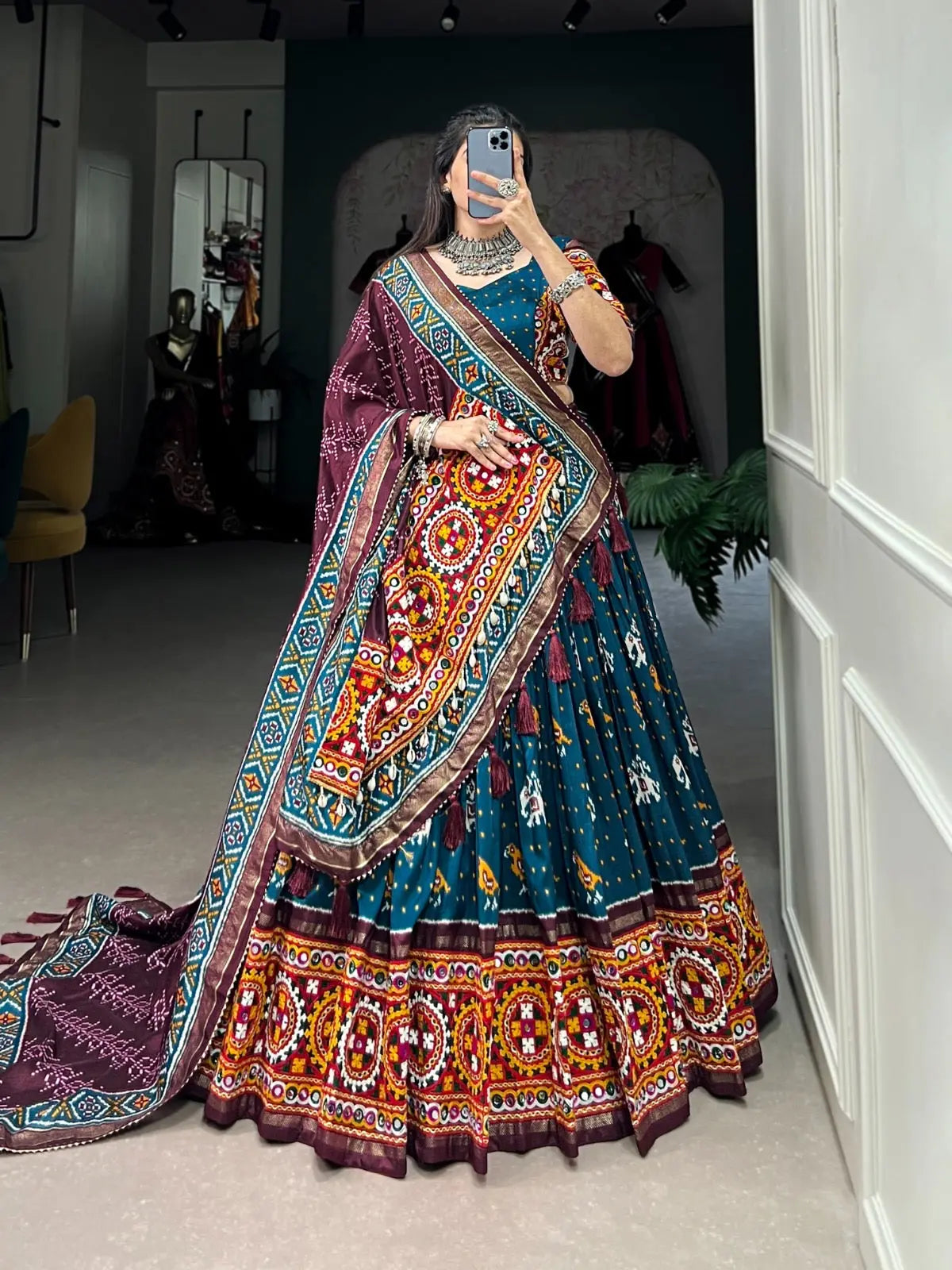Tussar Silk Patola Print Navratri Special Chaniya Choli - Premium from Ethenika.com - Just INR 4990! Shop now at Ethenika.com
