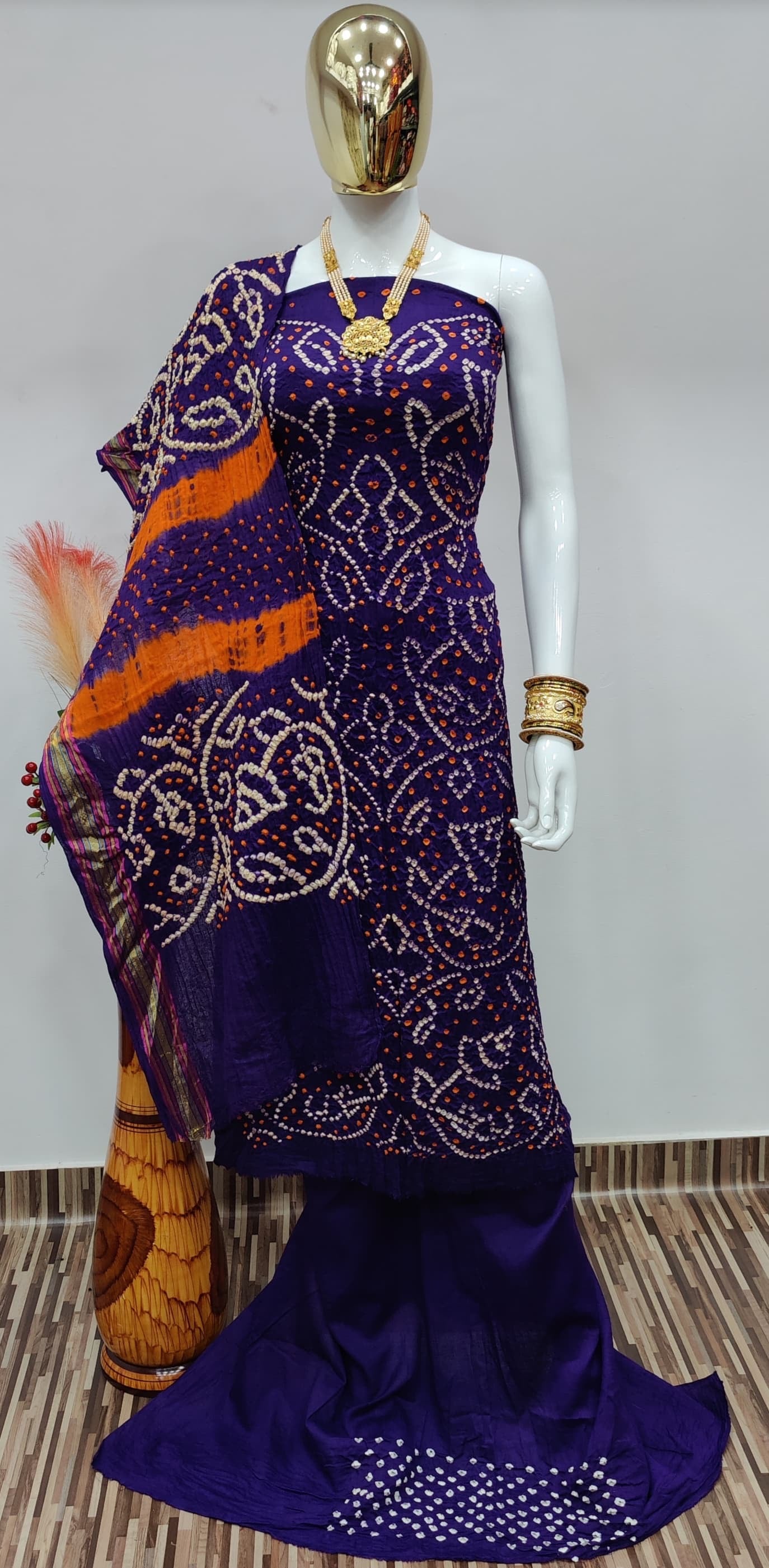 Cotton Satin Barik Bandhej Work Bandhani Dress Material - Premium  from Ethenika.com - Just INR 2190! Shop now at Ethenika.com