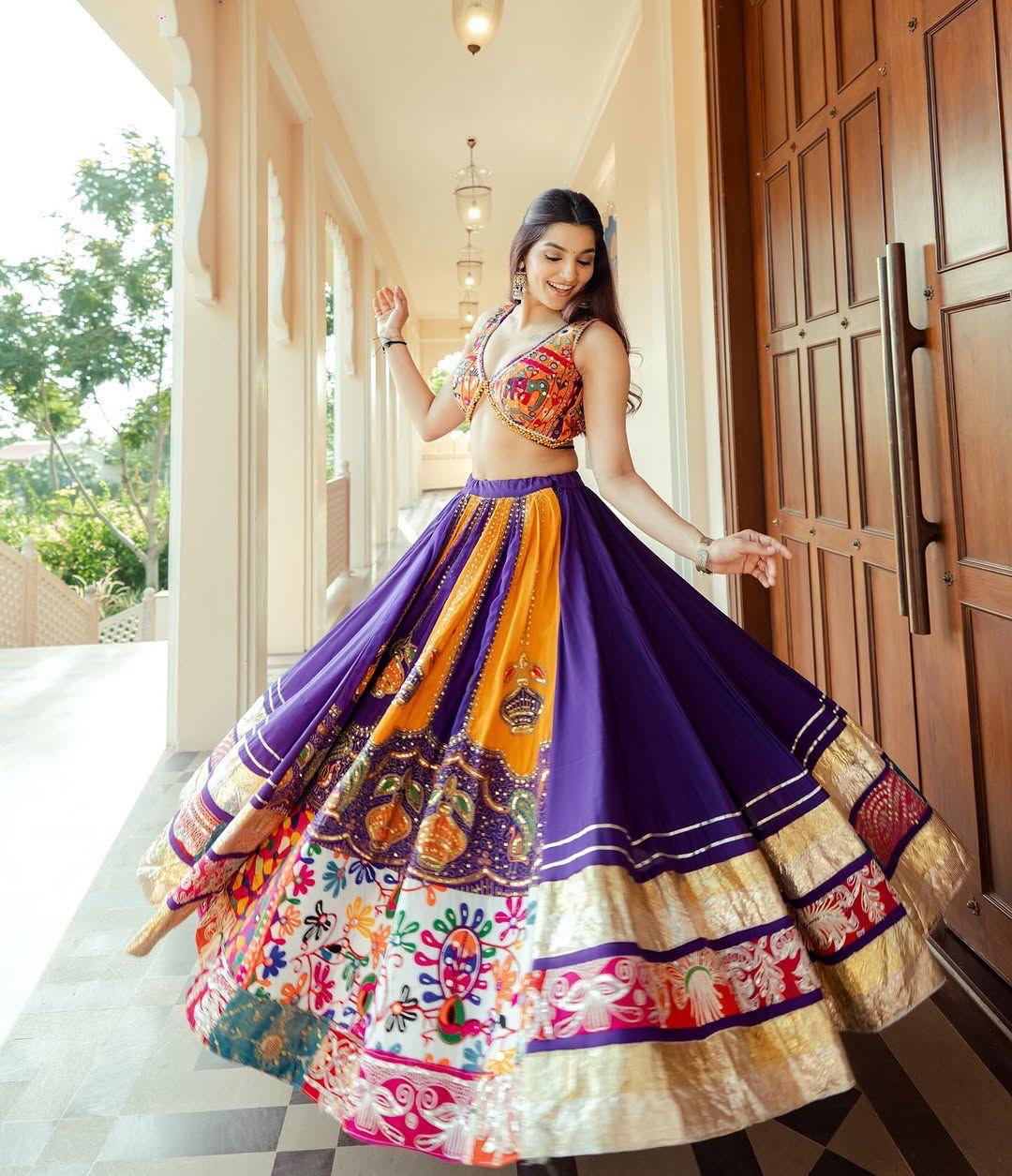 Muslin Cotton Digital Print with Real Mirror Work Navratri Special Designer Chaniya Choli