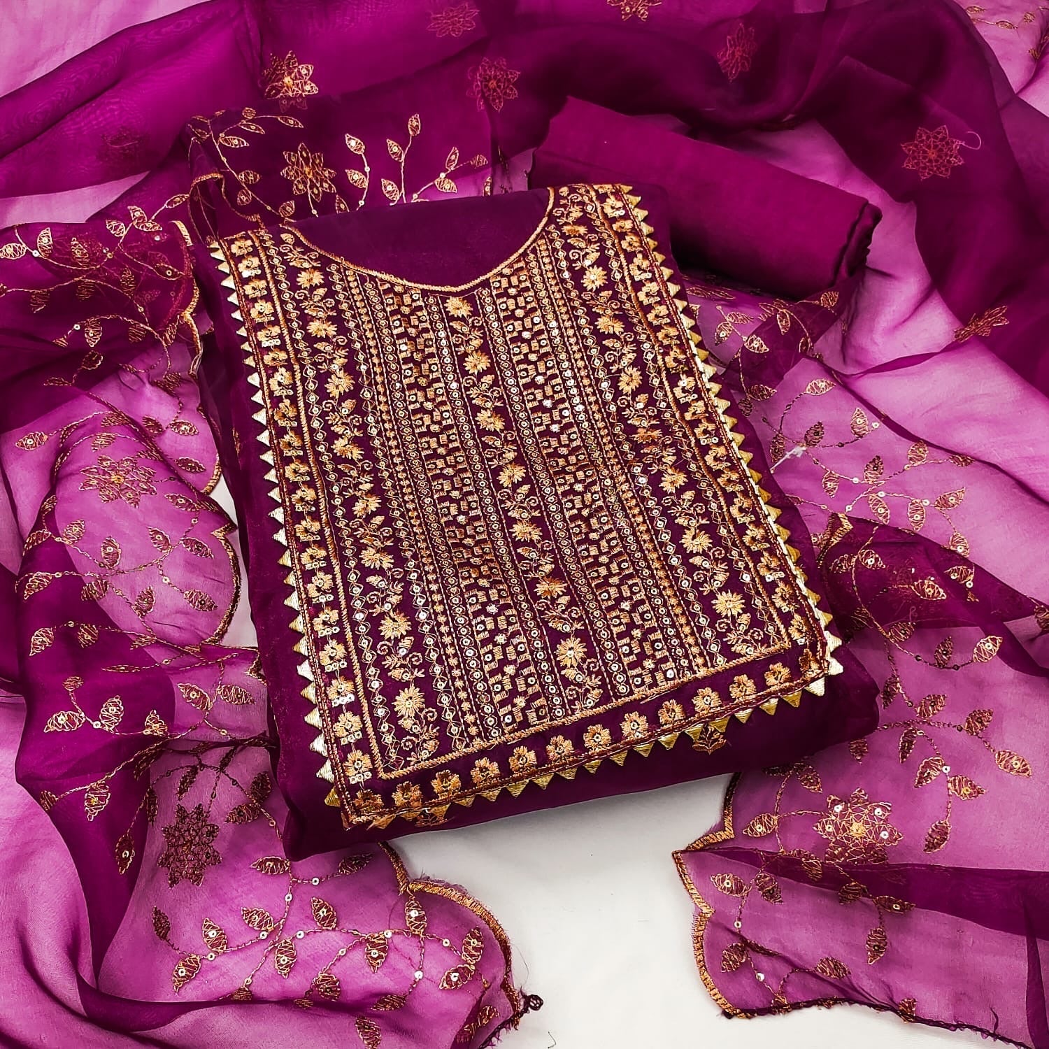 Organza Silk with Multi work Womens Dress Material ( Unstitched) - Premium  from Ethenika.com - Just INR 1590! Shop now at Ethenika.com