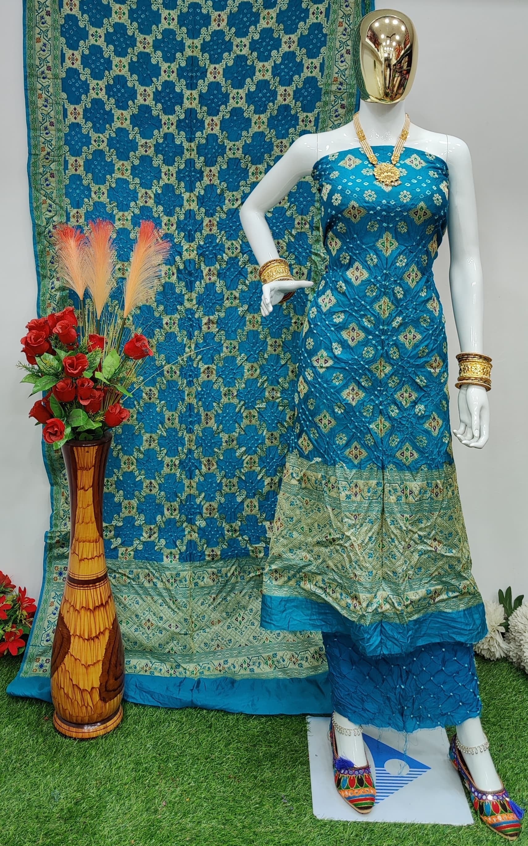 Dhupiyan Silk Jamevali Work Bandhani Dress Material - Premium  from Ethenika.com - Just INR 4990! Shop now at Ethenika.com