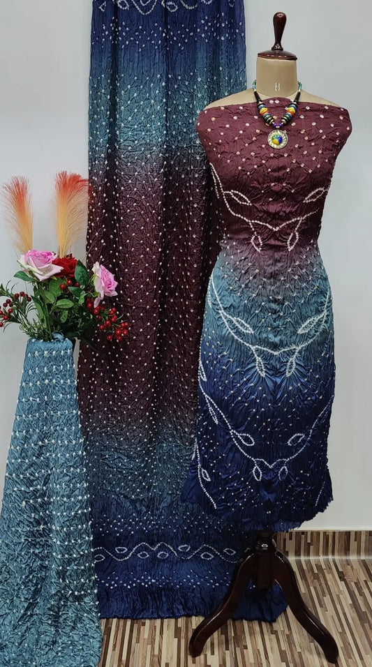 Ghazi Silk Barik Bandhej Kutch Bandhani Dress Material - Premium  from Ethenika.com - Just INR 4990! Shop now at Ethenika.com