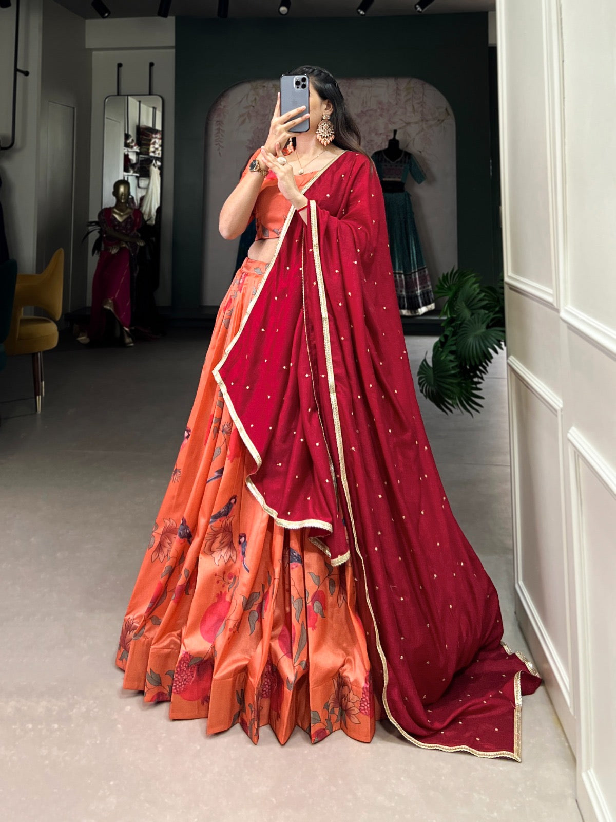 Tussar Silk Digital Printed Lehenga Choli Set - Premium from Ethenika.com - Just INR 4590! Shop now at Ethenika.com