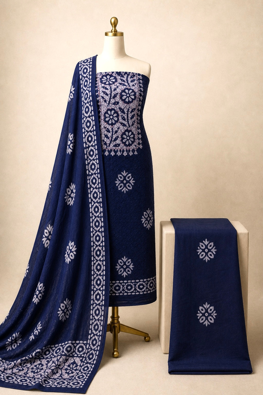 Cotton Hakoba Work Batik Dress Material