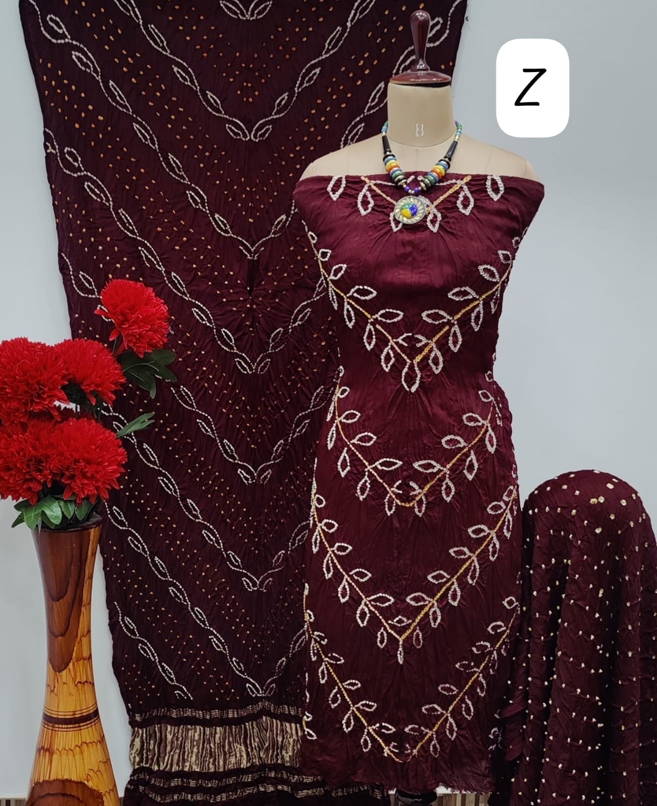 Modal Ghazi Silk Kutchi Bandhani Dress Material (Unstitched) - Premium from Ethenika.com - Just INR 5990! Shop now at Ethenika.com