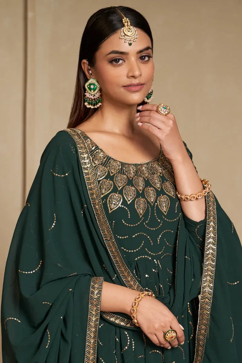 Faux Georgette Sequence Zari Embroidery Work Flair Kurti Dupatta set - Premium from Ethenika.com - Just INR 4990! Shop now at Ethenika.com