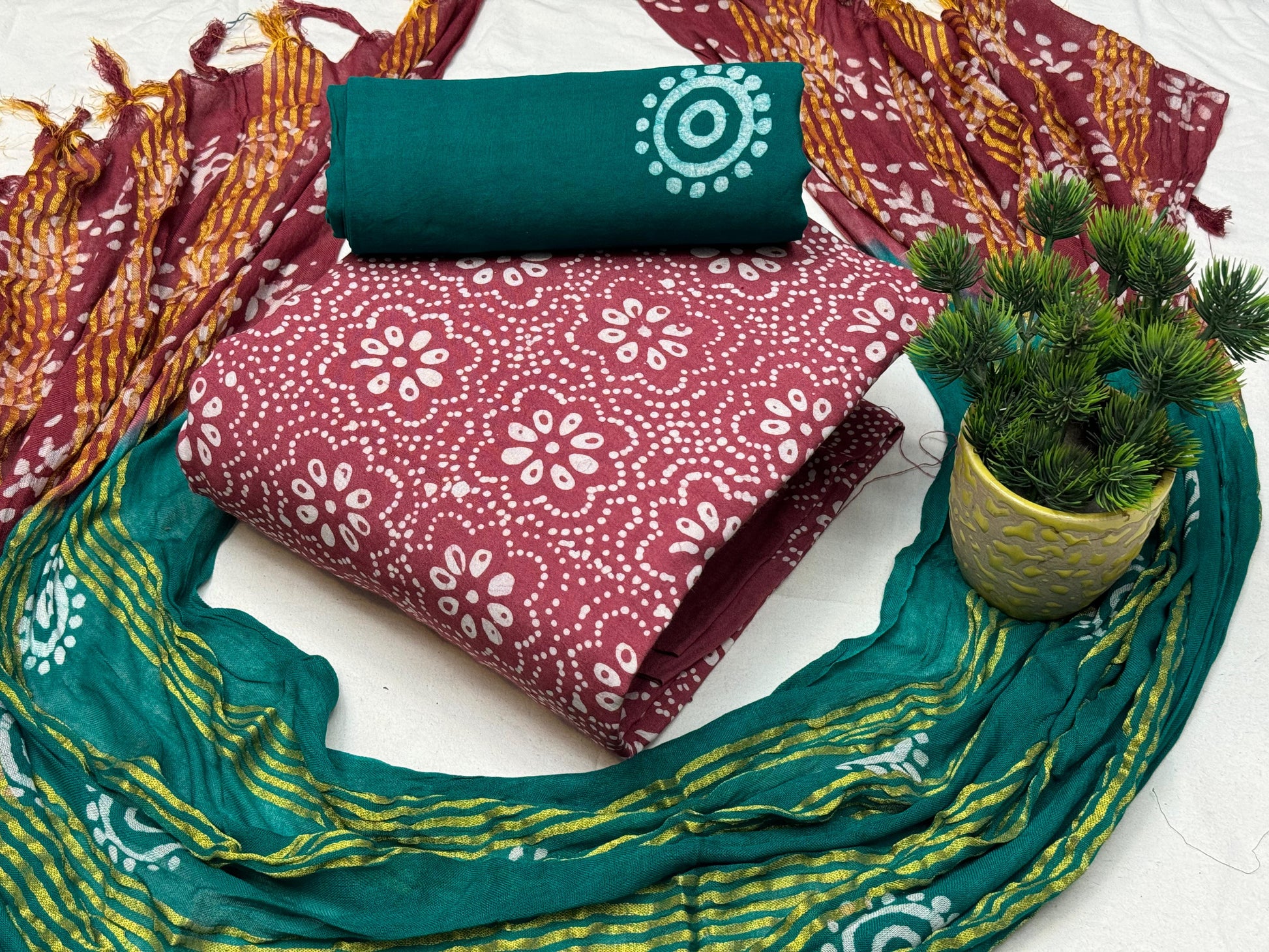 Cotton Hand Blocked Batik Dress Material - Premium  from Ethenika.com - Just INR 1390! Shop now at Ethenika.com