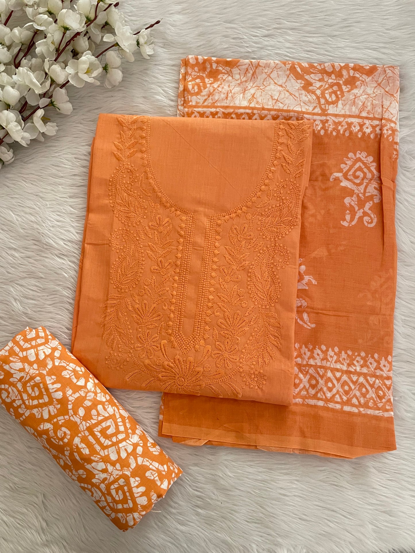 Soft Cotton Lakhnavi Thread Embroidery Work Batik Dress Material (Unstitched) - Premium from Ethenika.com - Just INR 1890! Shop now at Ethenika.com