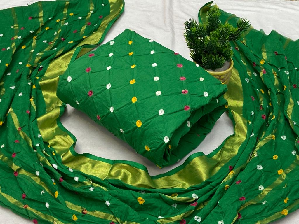 Cotton Satin Self Color Bandhani Material - Premium from Ethenika.com - Just INR 1390! Shop now at Ethenika.com