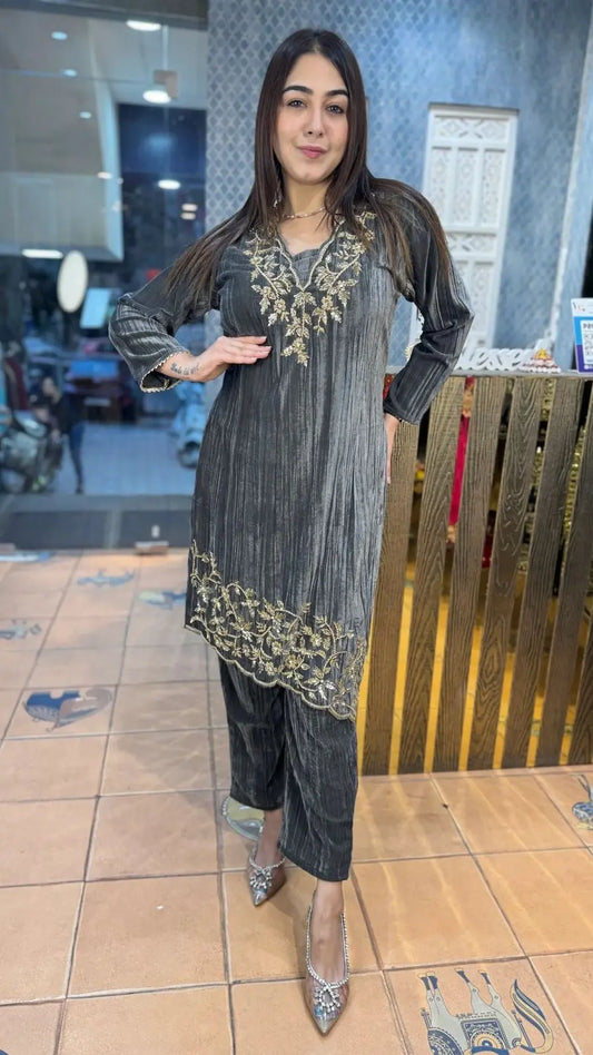Ethenika Premium Embroidery work Winter Wear Velvet Suit - Premium  from Ethenika.com  - Just INR 2990! Shop now at Ethenika.com
