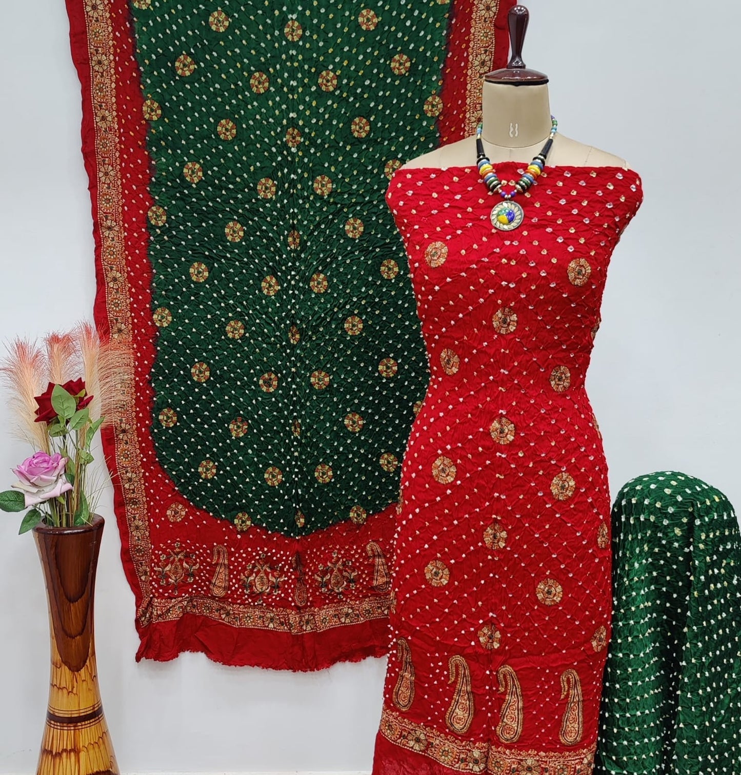 Ghazi Silk Heavy Barik Bandhej work Silk Bandhani Dress Material (Unstitched) - Premium from Ethenika.com - Just INR 5990! Shop now at Ethenika.com