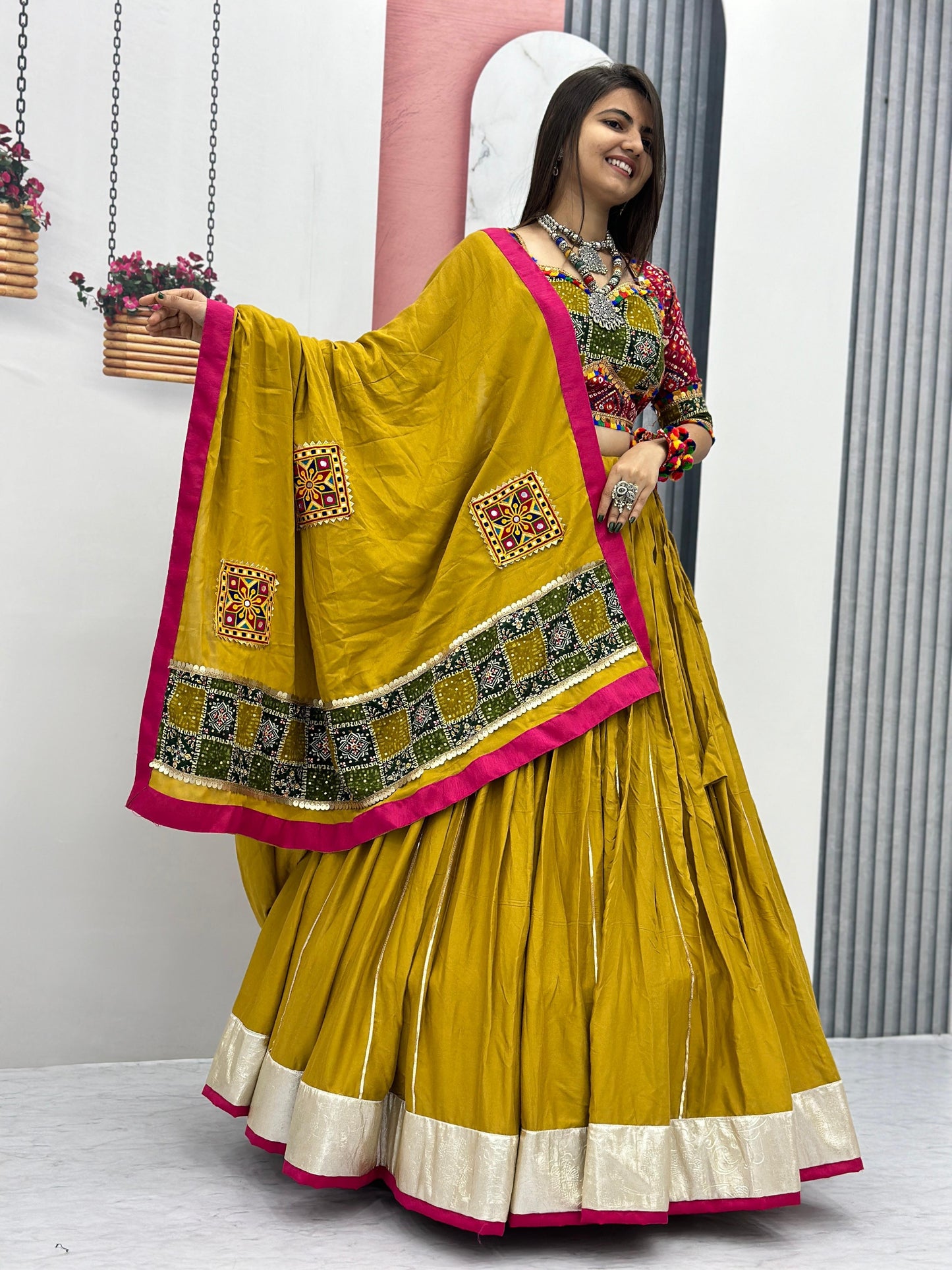 Pure Cotton Foil Print Lace work Navratri Special Chaniya Choli - Premium from Ethenika.com - Just INR 4990! Shop now at Ethenika.com