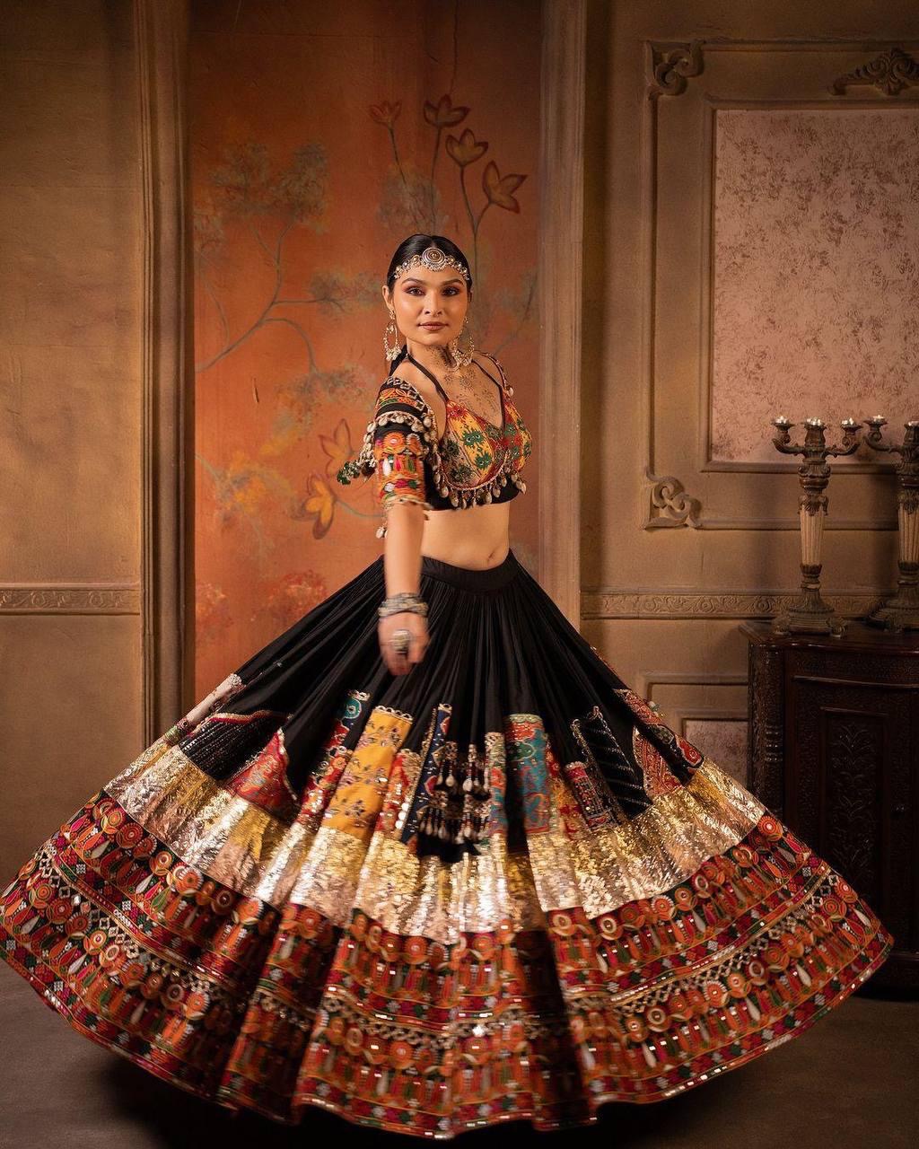 Muslin Cotton Original Kodi mirror work Navratri Garba Chaniya Choli (Stitched) - Premium from Ethenika.com - Just INR 3990! Shop now at Ethenika.com