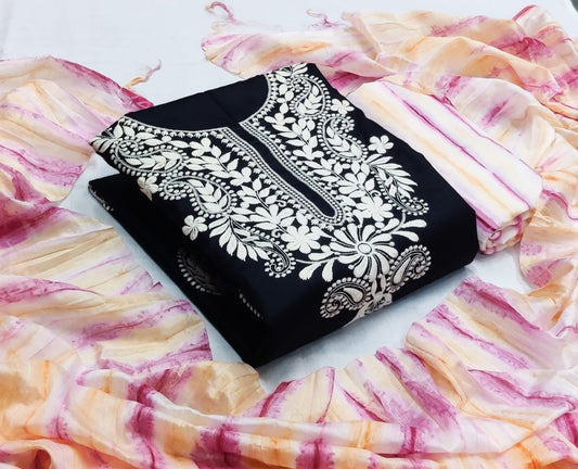 Cotton Thread Lakhnavi work and Contrast Dress Material - Premium  from Ethenika.com - Just INR 1490! Shop now at Ethenika.com