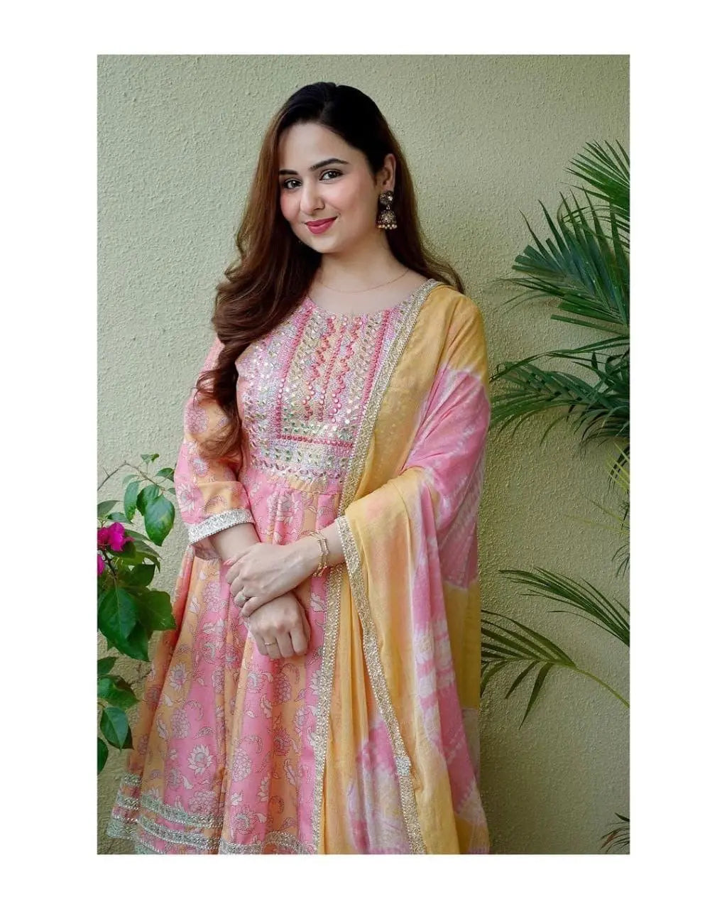 Beautiful Digital print with Embroidery lace work Anarkali Kurti with Sharara Dupatta Set ( Stitched) - Premium from Ethenika.com - Just INR 2590! Shop now at Ethenika.com