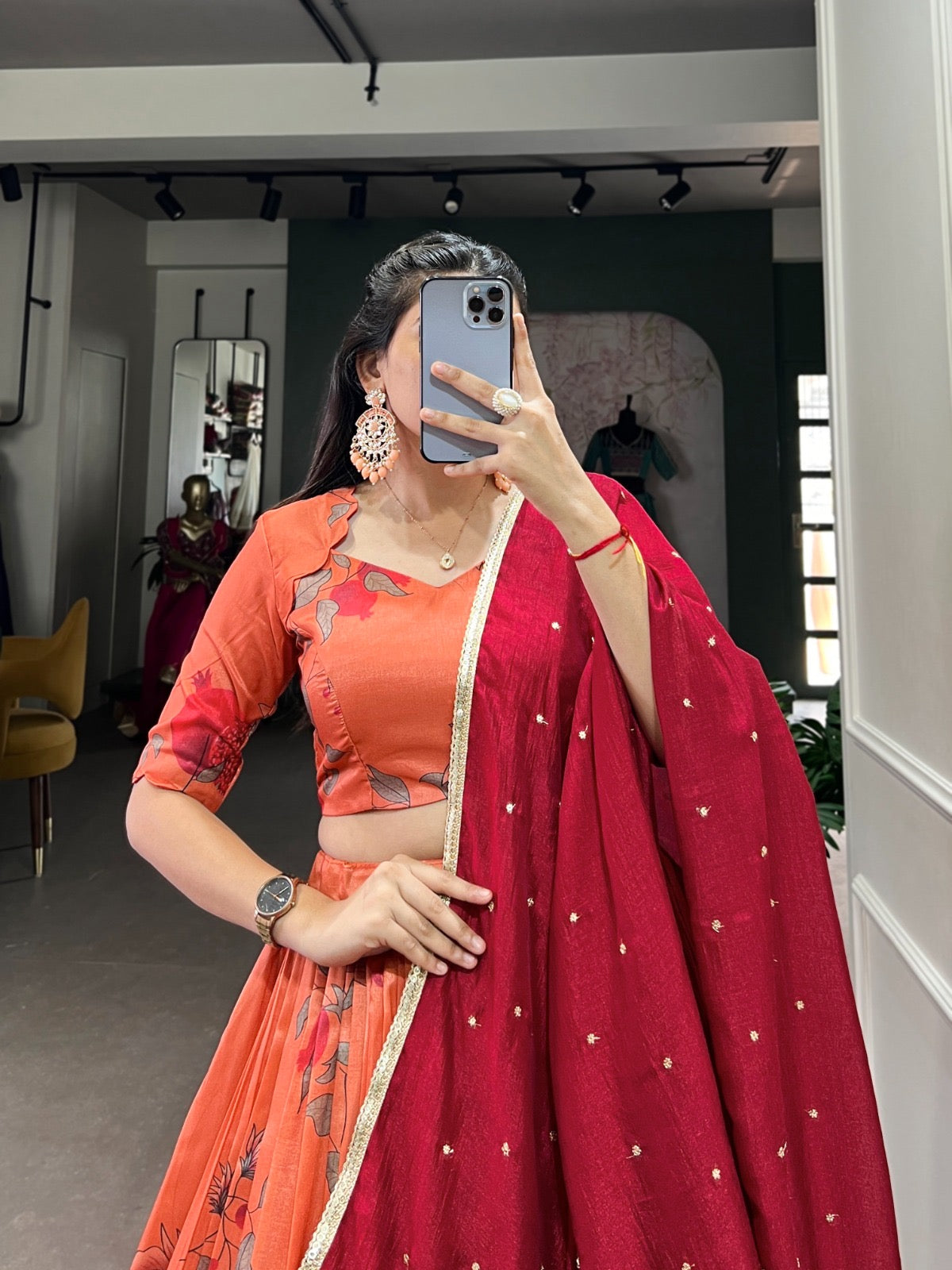 Tussar Silk Digital Printed Lehenga Choli Set - Premium from Ethenika.com - Just INR 4590! Shop now at Ethenika.com