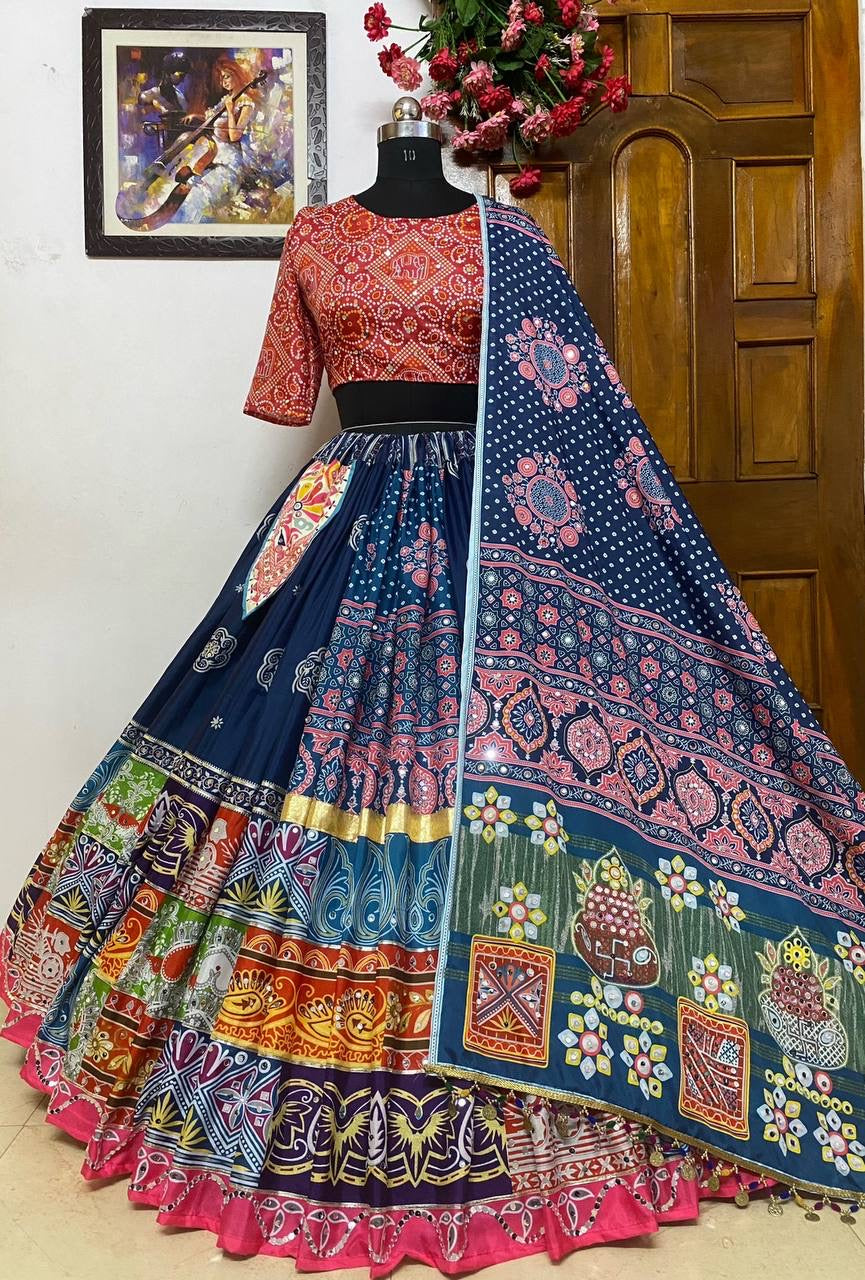Soft Butter Silk Digital Print with mirror work Chaniya Choli - Premium from Ethenika.com - Just INR 2990! Shop now at Ethenika.com