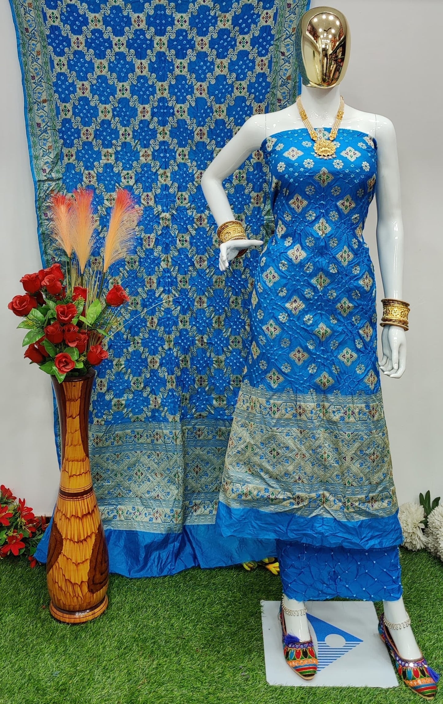 Dhupiyan Silk Jamevali Work Bandhani Dress Material - Premium  from Ethenika.com - Just INR 4990! Shop now at Ethenika.com