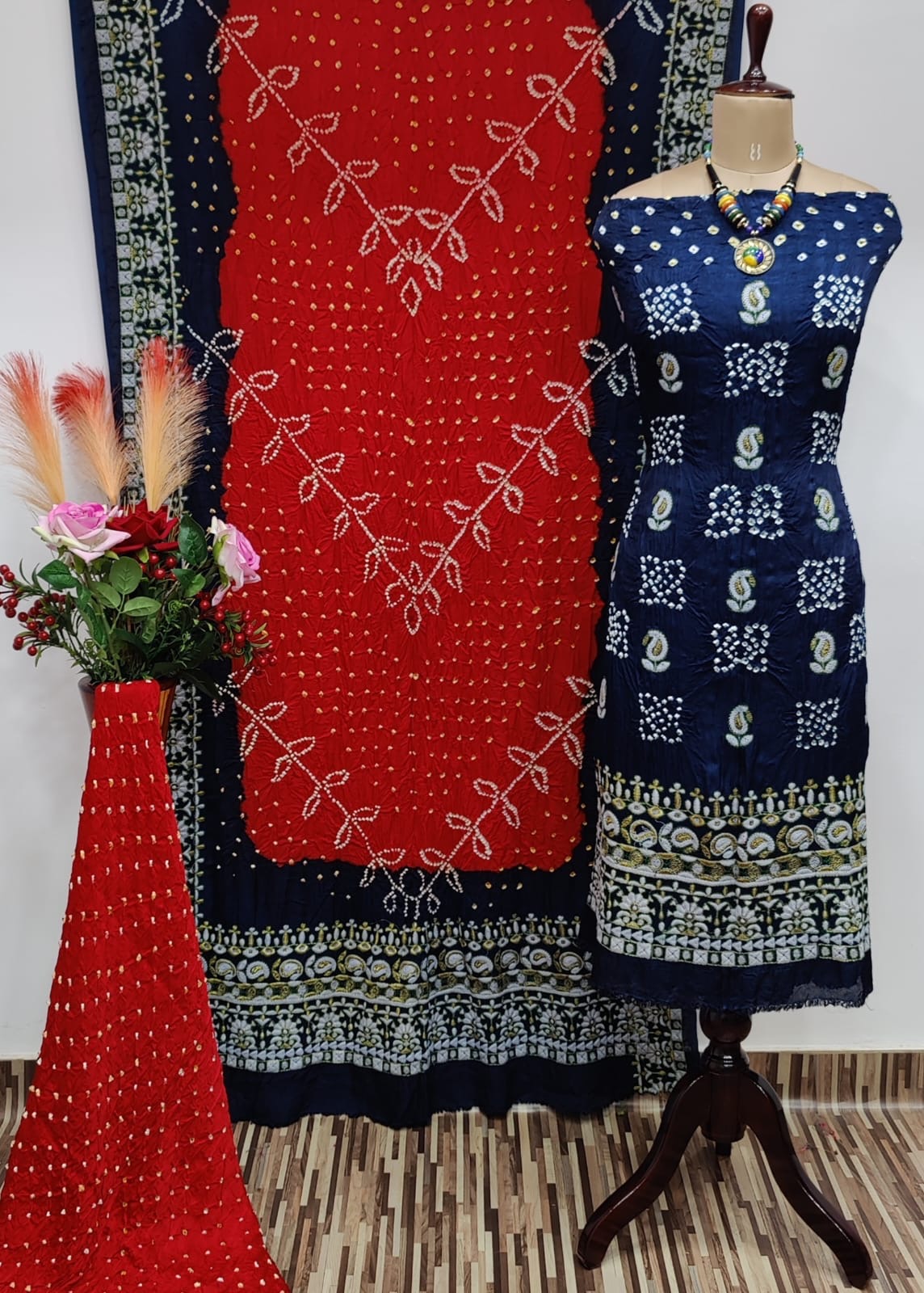 Ghazi Silk Lakhnavi Thread and Bandhani Work Bandhani Dress Material - Premium  from Ethenika.com - Just INR 5990! Shop now at Ethenika.com