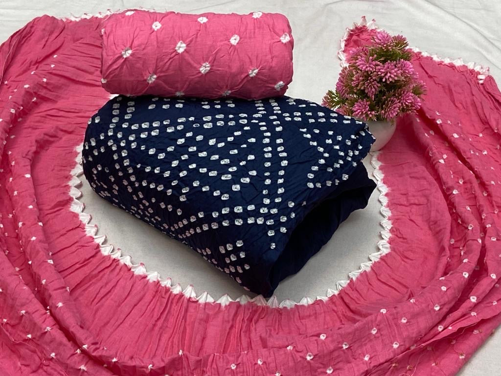 Soft Cotton Dual Contrast Kutch Bandhani Dress Material ( Unstitched) - Premium from Ethenika.com - Just INR 1690! Shop now at Ethenika.com