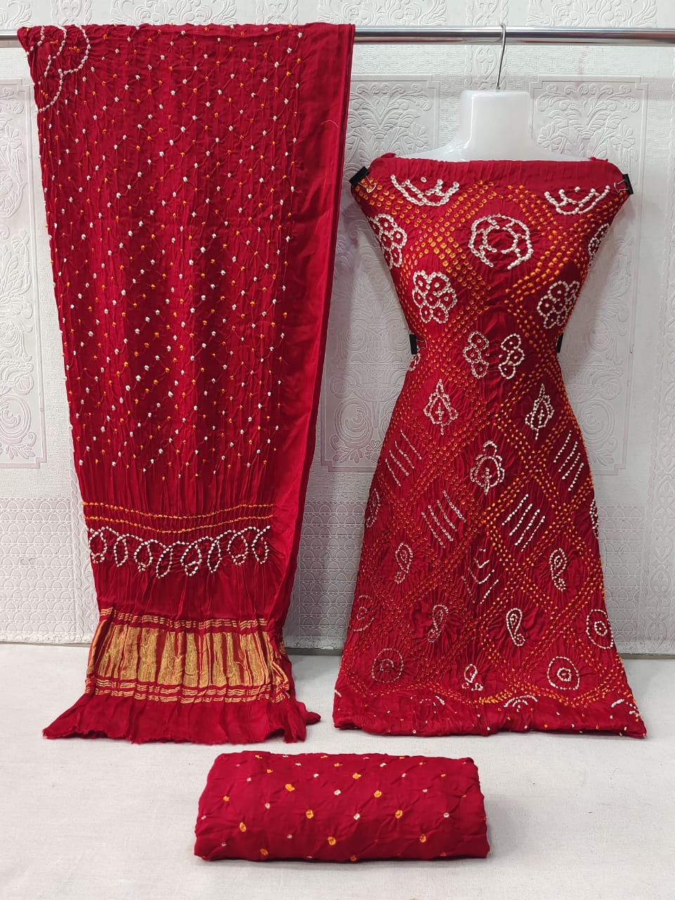 Ethenika Modal Ghazi Silk Original Kutch Hand Crafted Bandhani Dress Material - Premium from Ethenika.com - Just INR 6990! Shop now at Ethenika.com