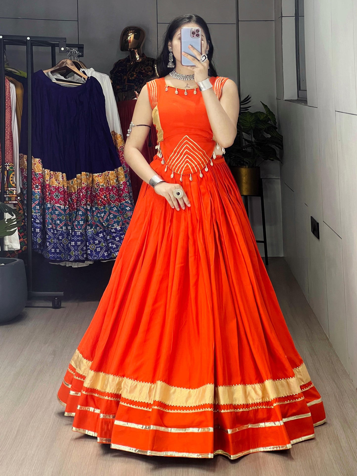 Rayon Gota Patti With Kodi Work Designer Navratri Chaniya Choli (Ready To Wear)
