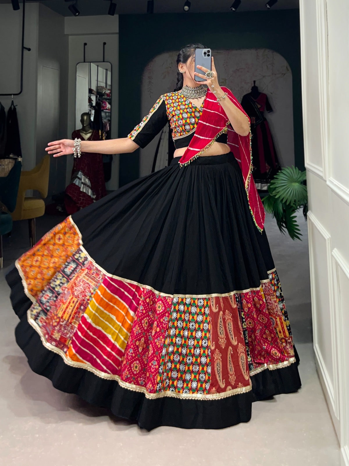 Rayon Printed with Gamthi Work Authentic Gujrati Navratri Chaniya Choli - Premium from Ethenika.com - Just INR 4990! Shop now at Ethenika.com