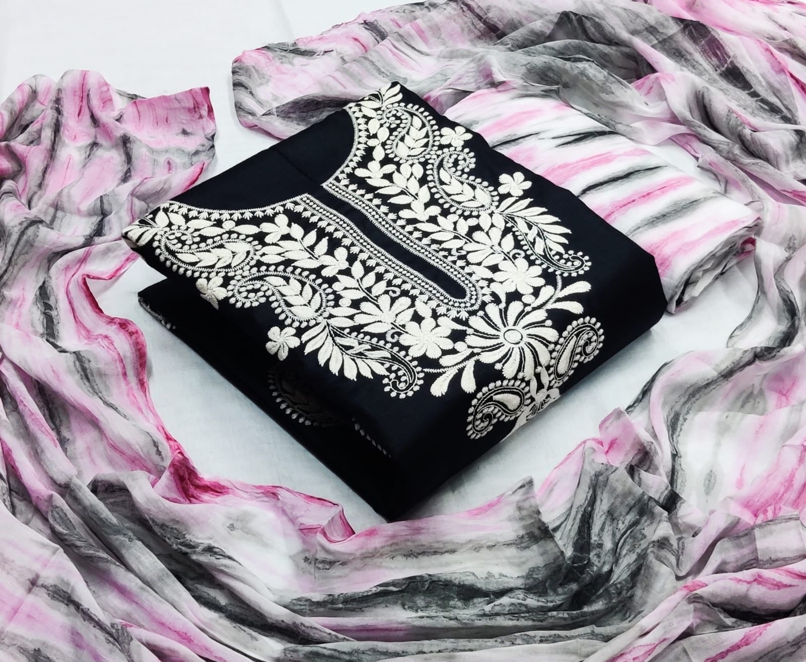 Cotton Thread Lakhnavi work and Contrast Dress Material - Premium  from Ethenika.com - Just INR 1490! Shop now at Ethenika.com