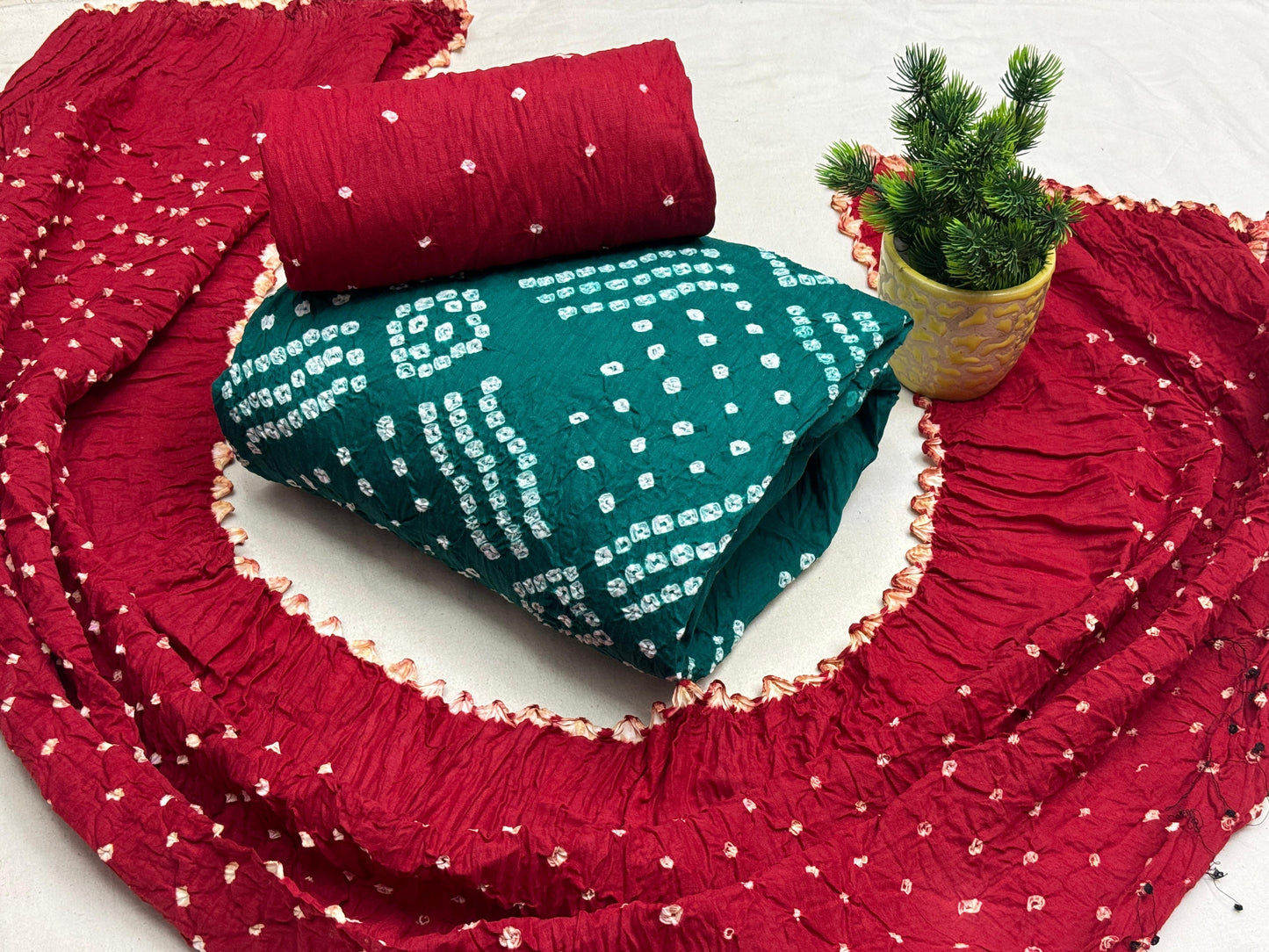 Cotton Satin Bandhani Dress Material - Premium from Ethenika.com - Just INR 1590! Shop now at Ethenika.com