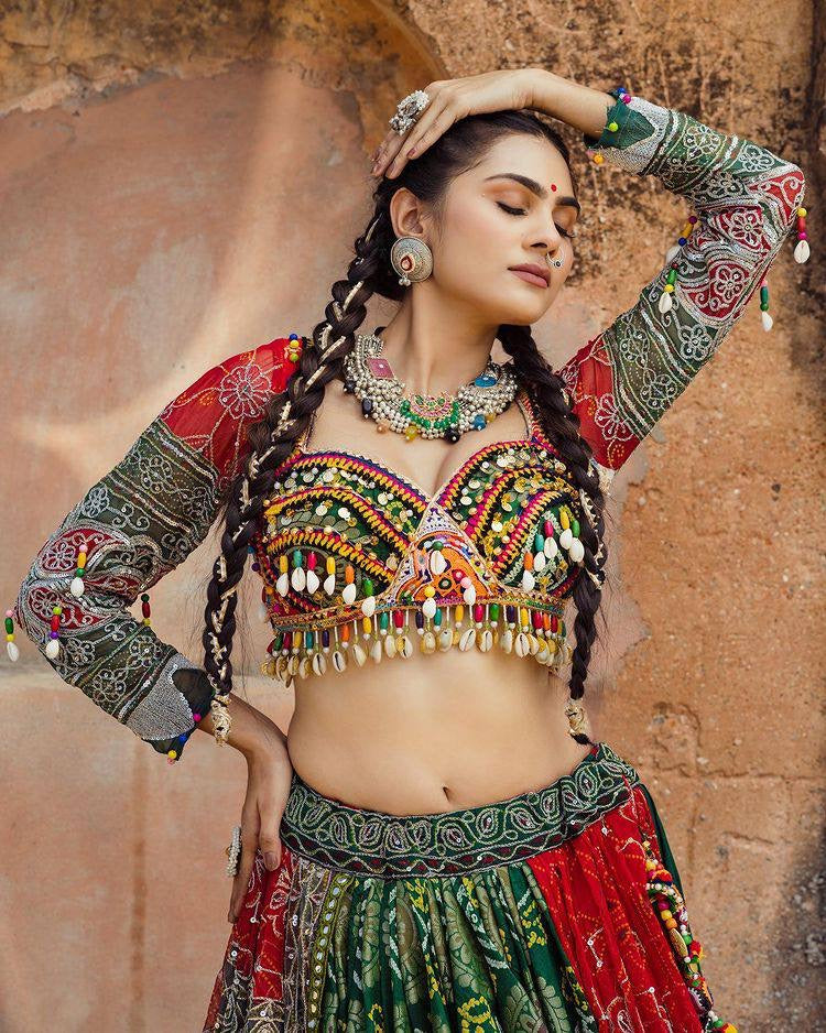 Butter Silk Heavy Gujrati Kutchi work Navratri Special Chaniya Choli