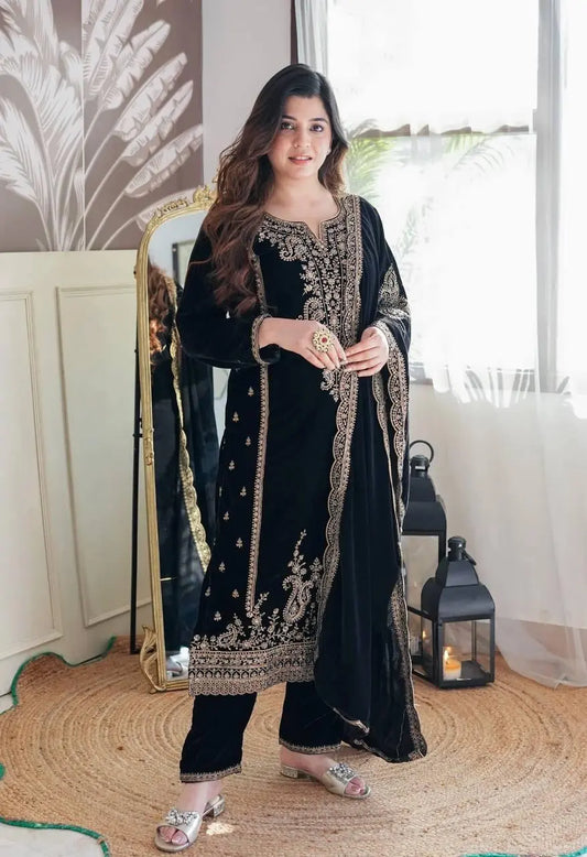 Ethenika Winter Ready to Wear Velvet Suit - Premium  from Ethenika.com  - Just INR 3590! Shop now at Ethenika.com