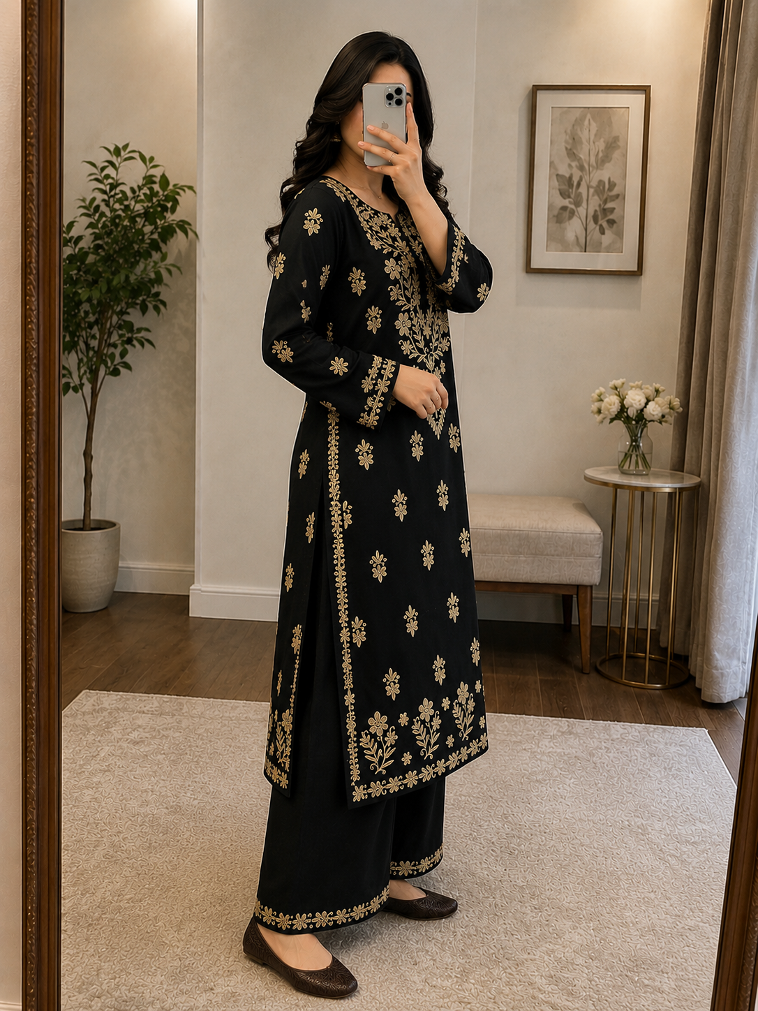 Soft Rayon Cotton Chikankari Kurti Pant Set (Ready to Wear)